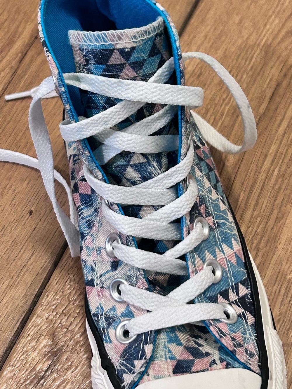 Converse Chuck Taylor High Top Sneakers  Geometric Faded Cream Teal Pink W Sz 5 - Picture 12 of 16
